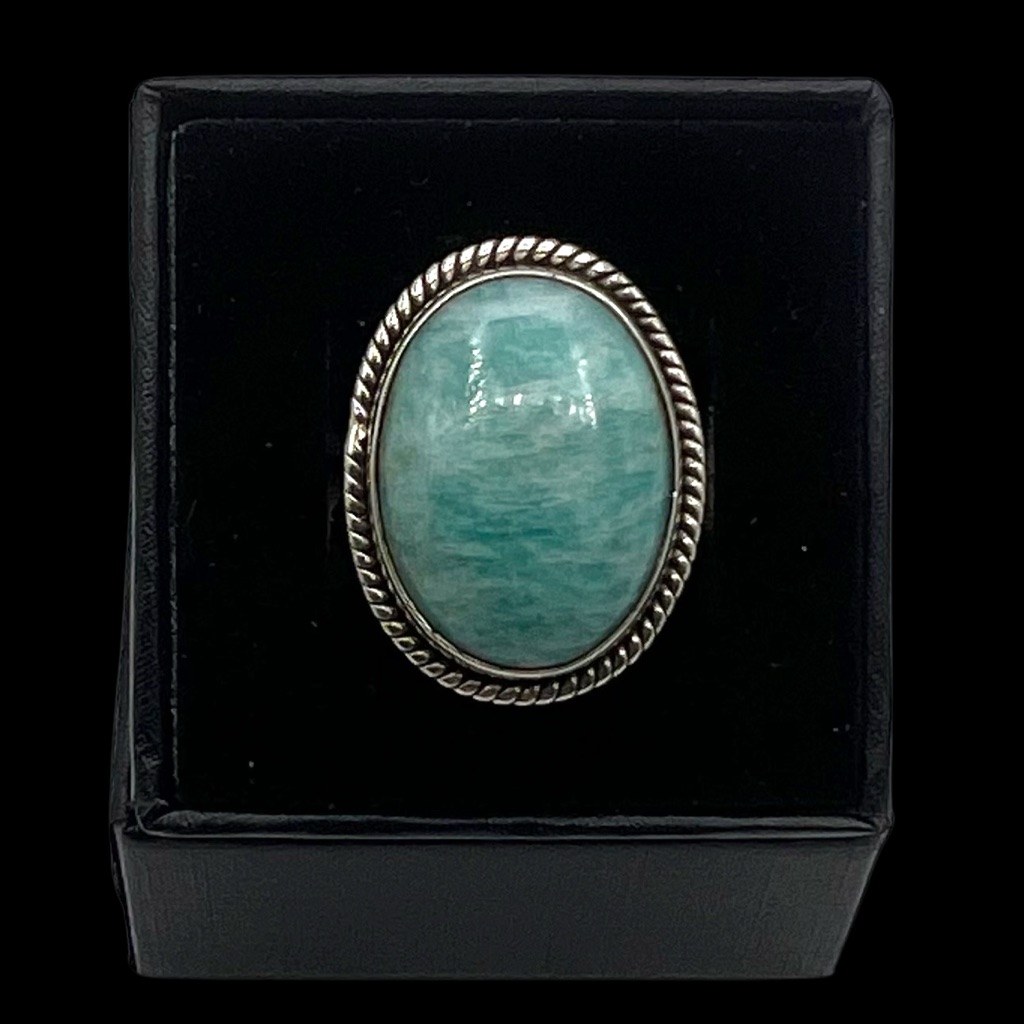 Sterling Silver Natural Larimar Ring 6.75